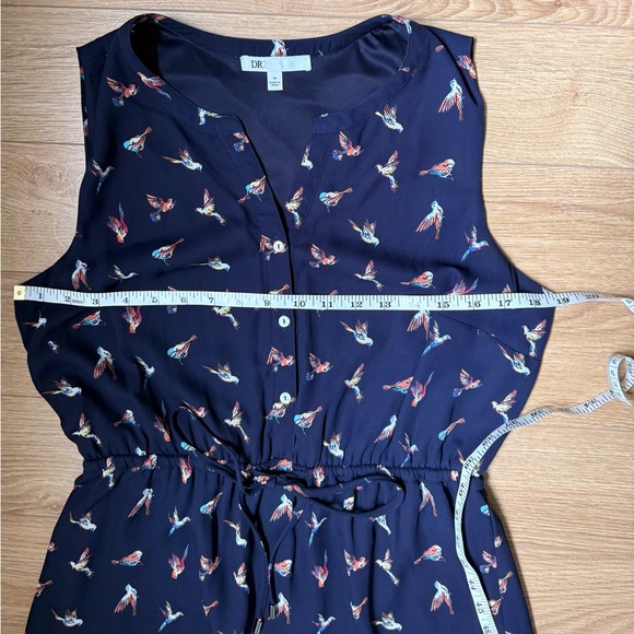 DR2 Navy Dress with Bird Print - Picture 2 of 6